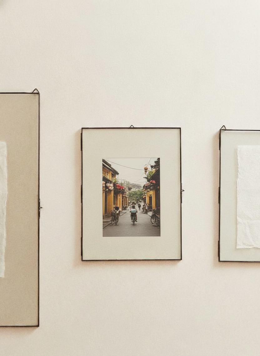 Minimalist Vietnamese wall art showcasing a Vietnam print of daily life, suitable for modern interiors and gift ideas.