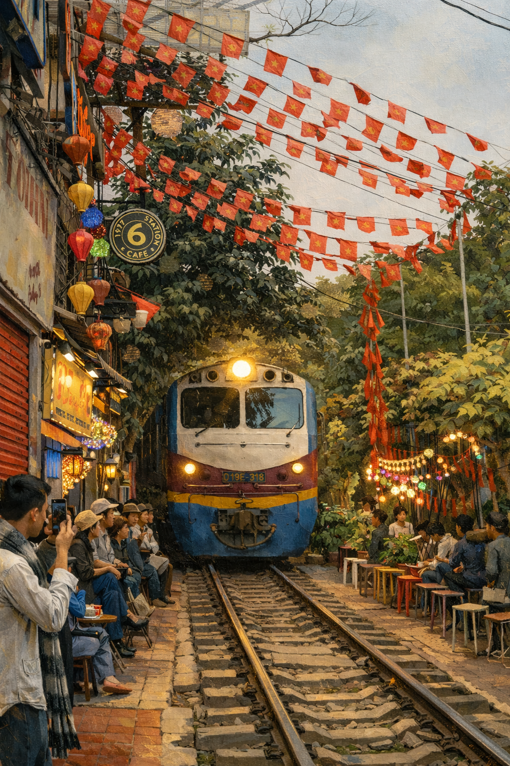 Meticulous Hanoi Old Quarter Railway Artwork brings Vietnamese charm with stunning detail. Elevate your home with authentic oil painting or art print.