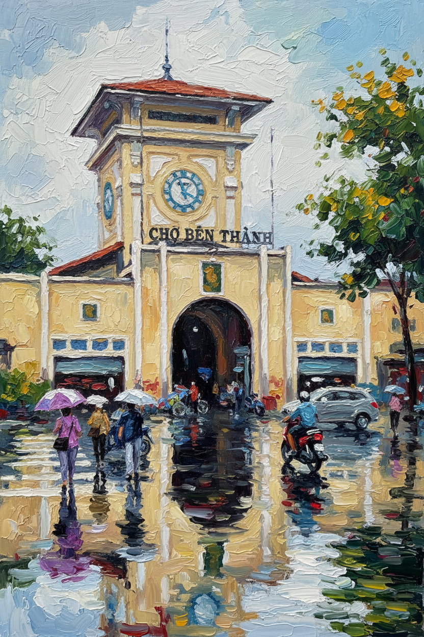 Celebrate Vietnam's heritage with this Ben Thanh art, a vibrant oil painting or print, handcrafted by Artwork Vietnam artists for unique decor.