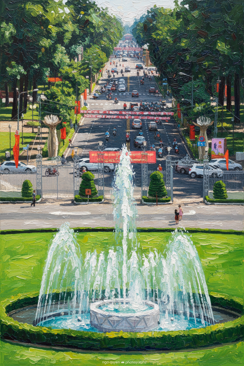 Celebrate history with this Independence Palace oil painting by Artwork Vietnam, showcasing Vietnamese heritage in vivid handmade art for your decor.